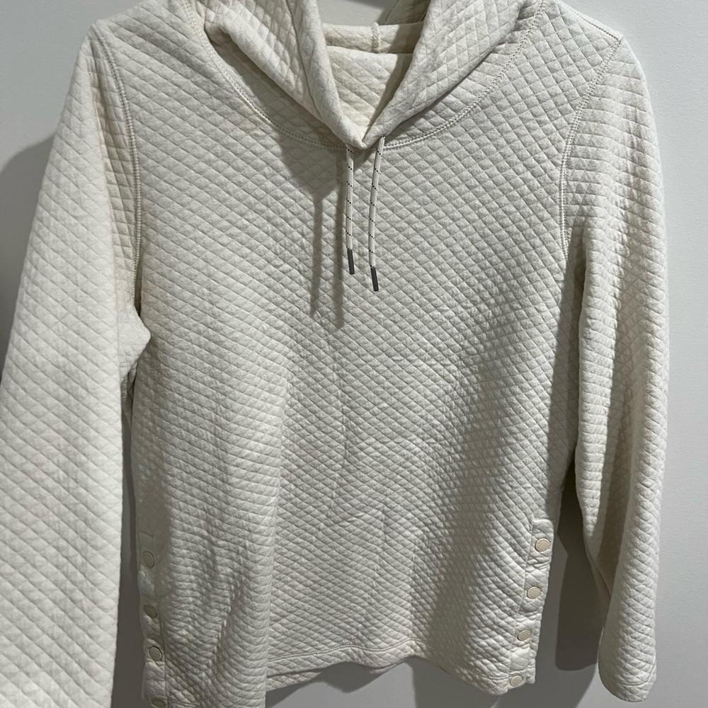 Quilted Cream Hoodie Sweater